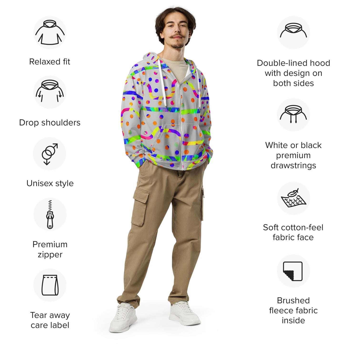 Dream Wave Festival - Rainbow Fiesta Unisex Zip Hoodie