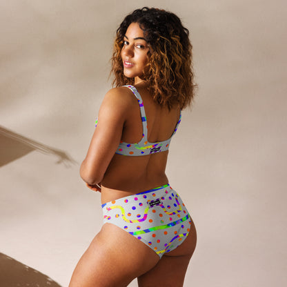 Dream Wave Festival - Rainbow Fiesta Recycled High-waisted Bikini