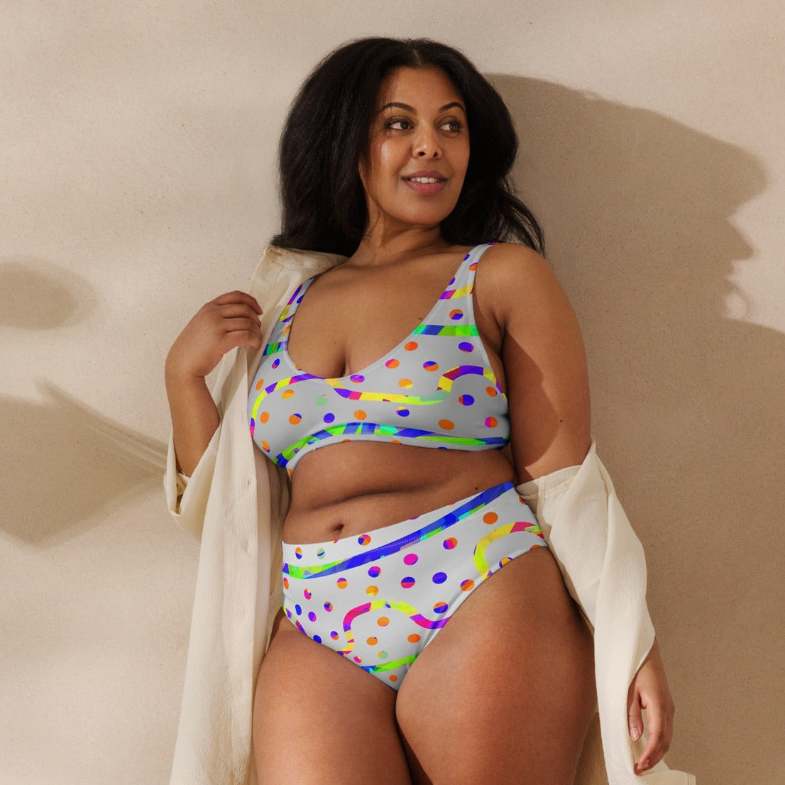 Dream Wave Festival - Rainbow Fiesta Recycled High-waisted Bikini