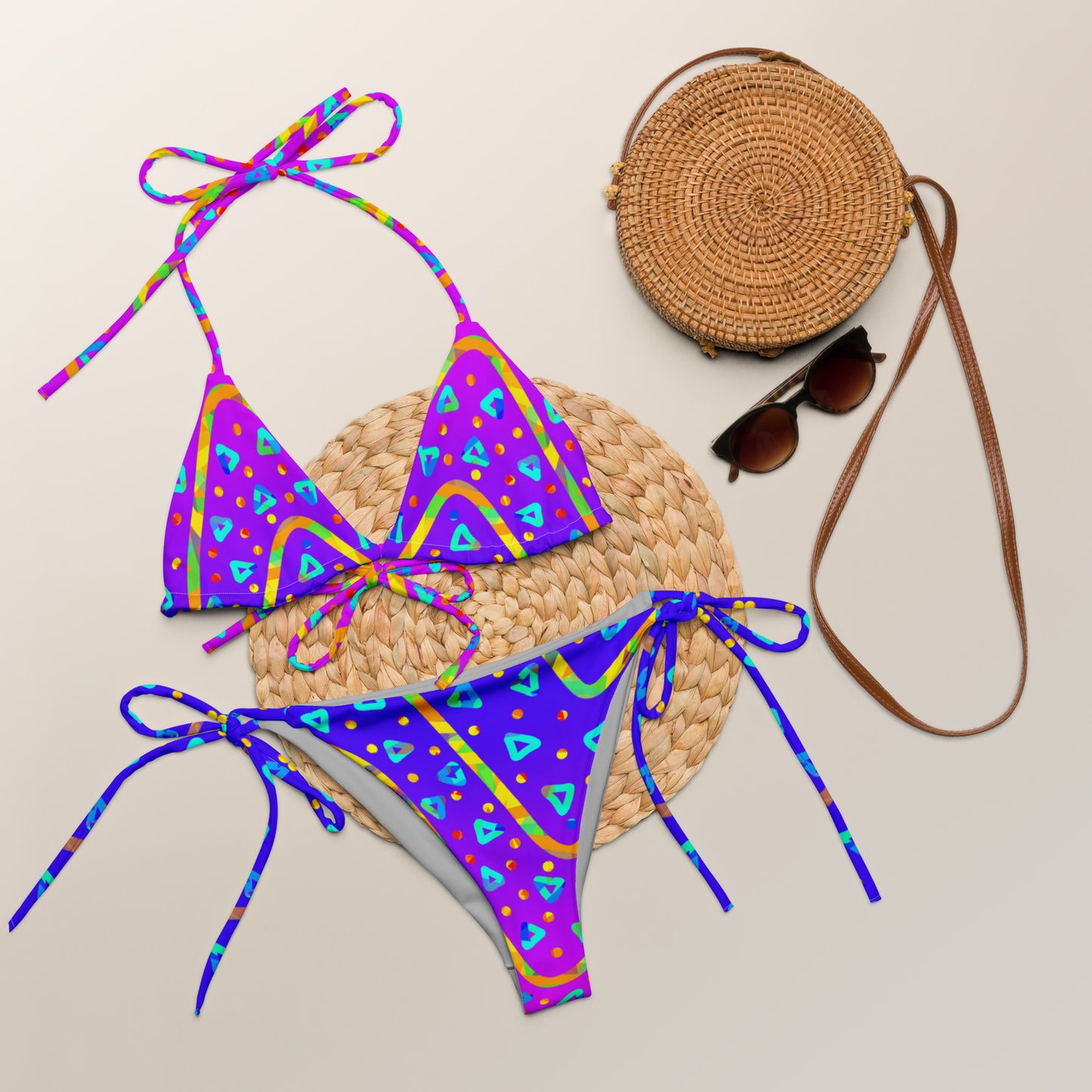 Dream Wave Festival - Cool Candy Rain Recycled String Bikini