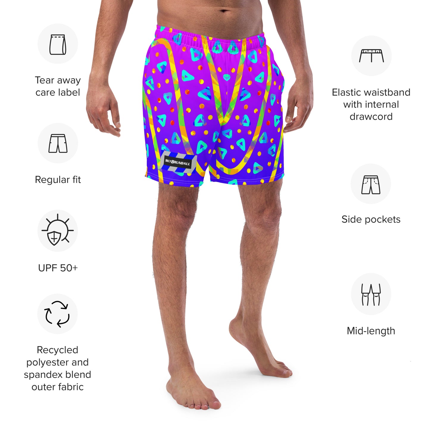Dream Wave Festival - Cool Candy Rain All-Over Print Recycled Swim Trunks
