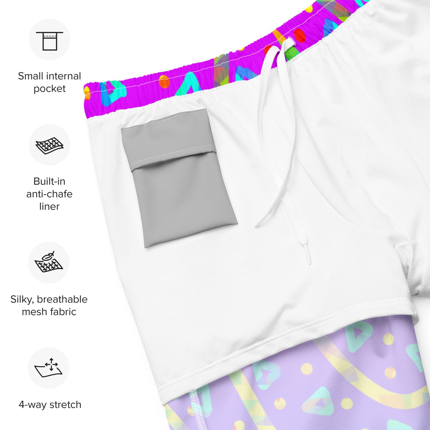 Dream Wave Festival - Cool Candy Rain All-Over Print Recycled Swim Trunks