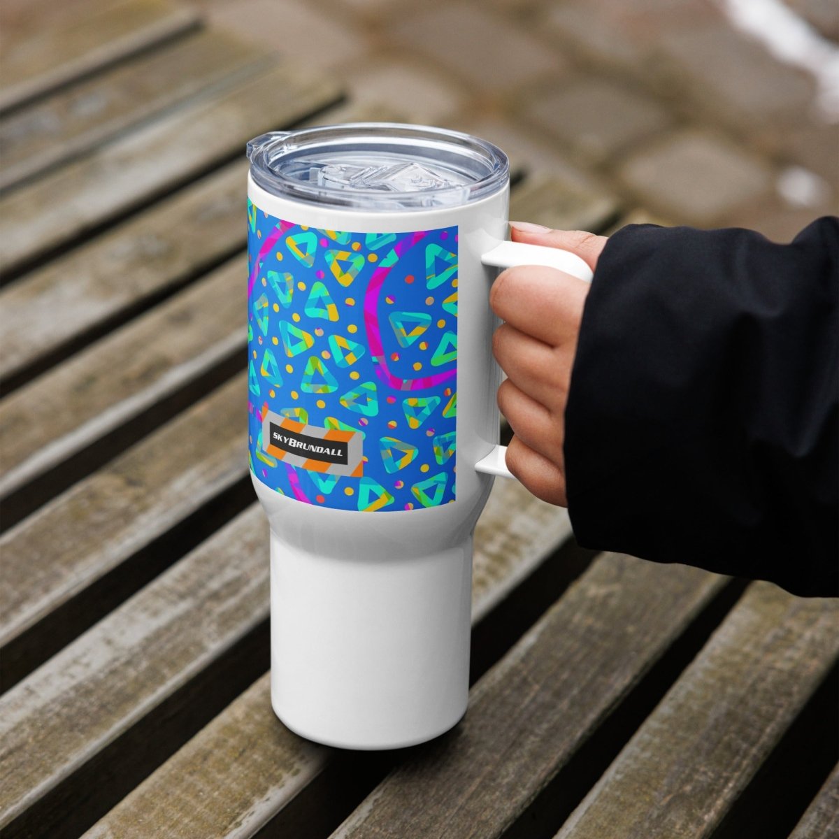 Electric Crumble Blue Travel Mug from Sky Brundall Concepts