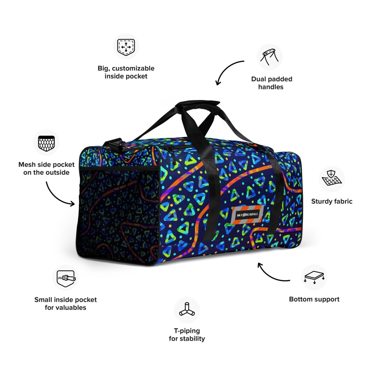 Dream Wave Festival - Electric Crumble 1 Duffle Bag from Sky Brundall Concepts