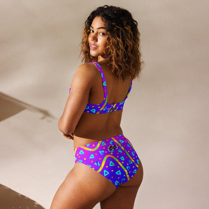 Dream Wave Festival - Cool Candy Rain Recycled High - waisted Bikini from Sky Brundall Concepts