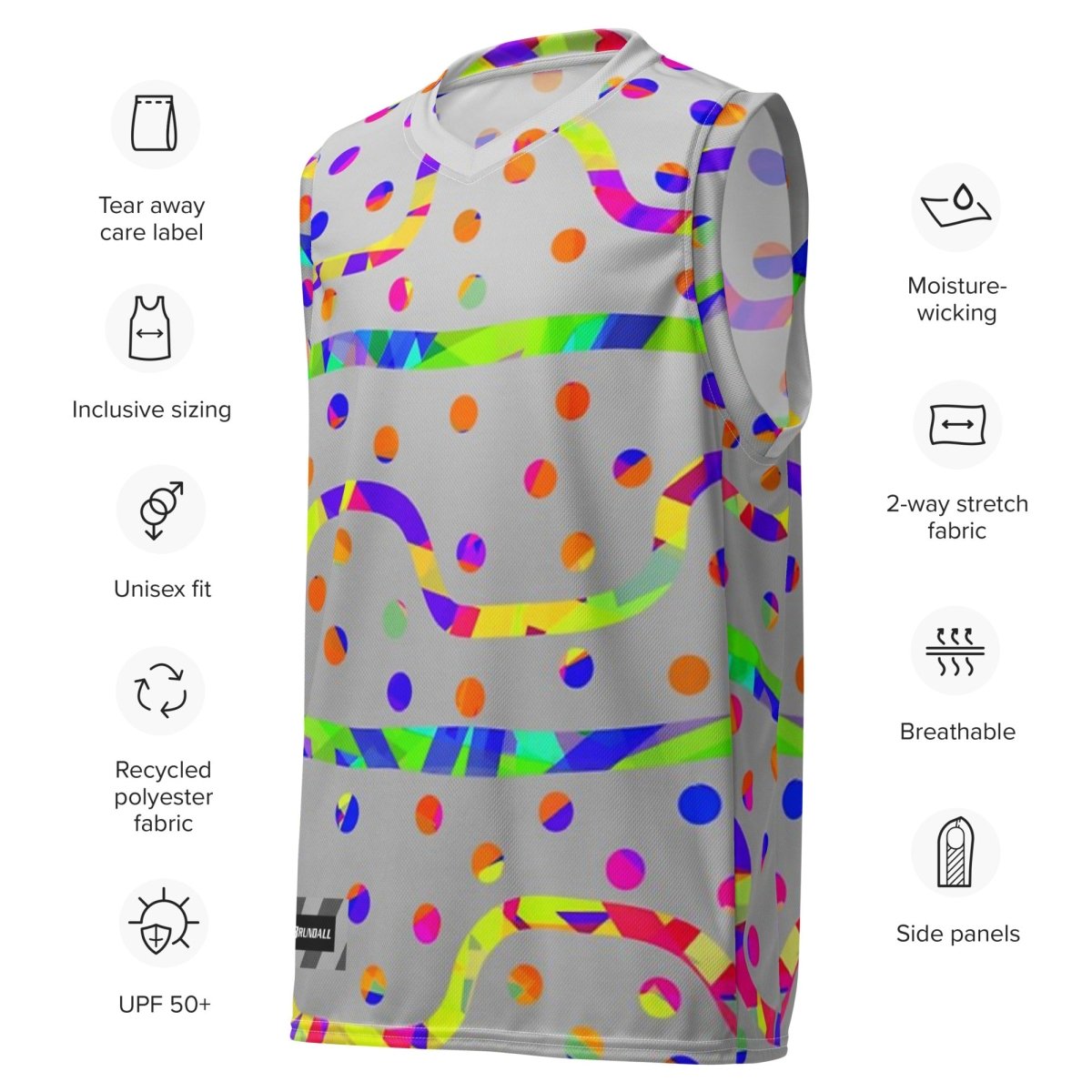 Dream Wave Festival - Rainbow Fiesta Recycled Unisex Basketball Jersey from Sky Brundall Concepts