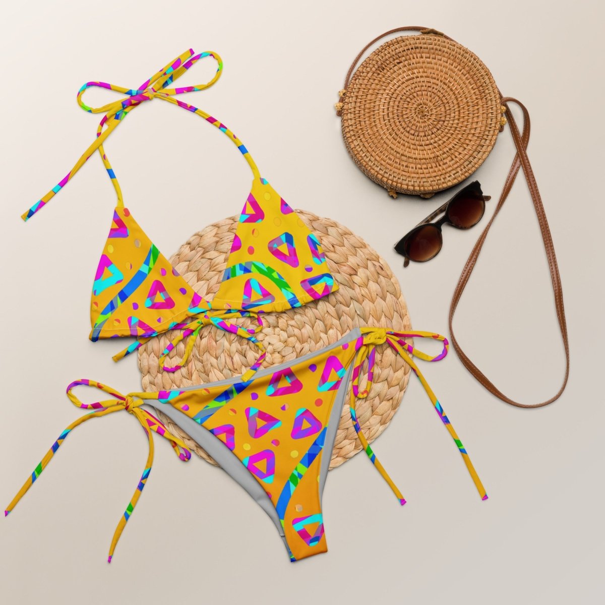 Electric Crumble Yellow String Bikini from Sky Brundall Concepts
