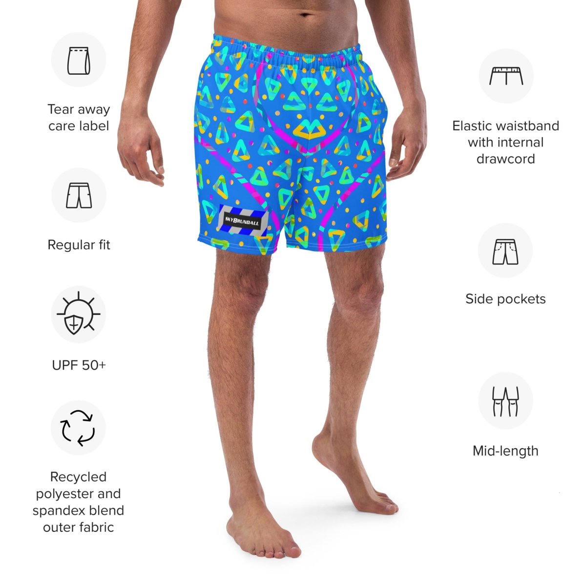 Electric Crumble Blue Swim Trunks from Sky Brundall Concepts