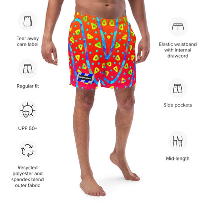 Warm Blaze Candy Rain Swim Trunks from Sky Brundall Concepts