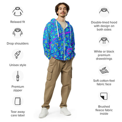 Electric Crumble Blue Unisex Zip Hoodie from Sky Brundall Concepts
