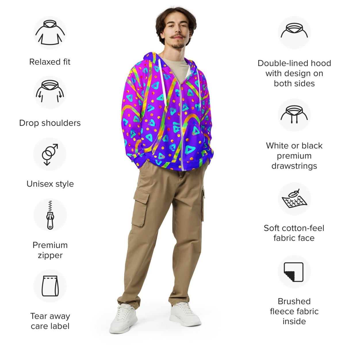 Dream Wave Festival - Cool Candy Rain Unisex Zip Hoodie from Sky Brundall Concepts