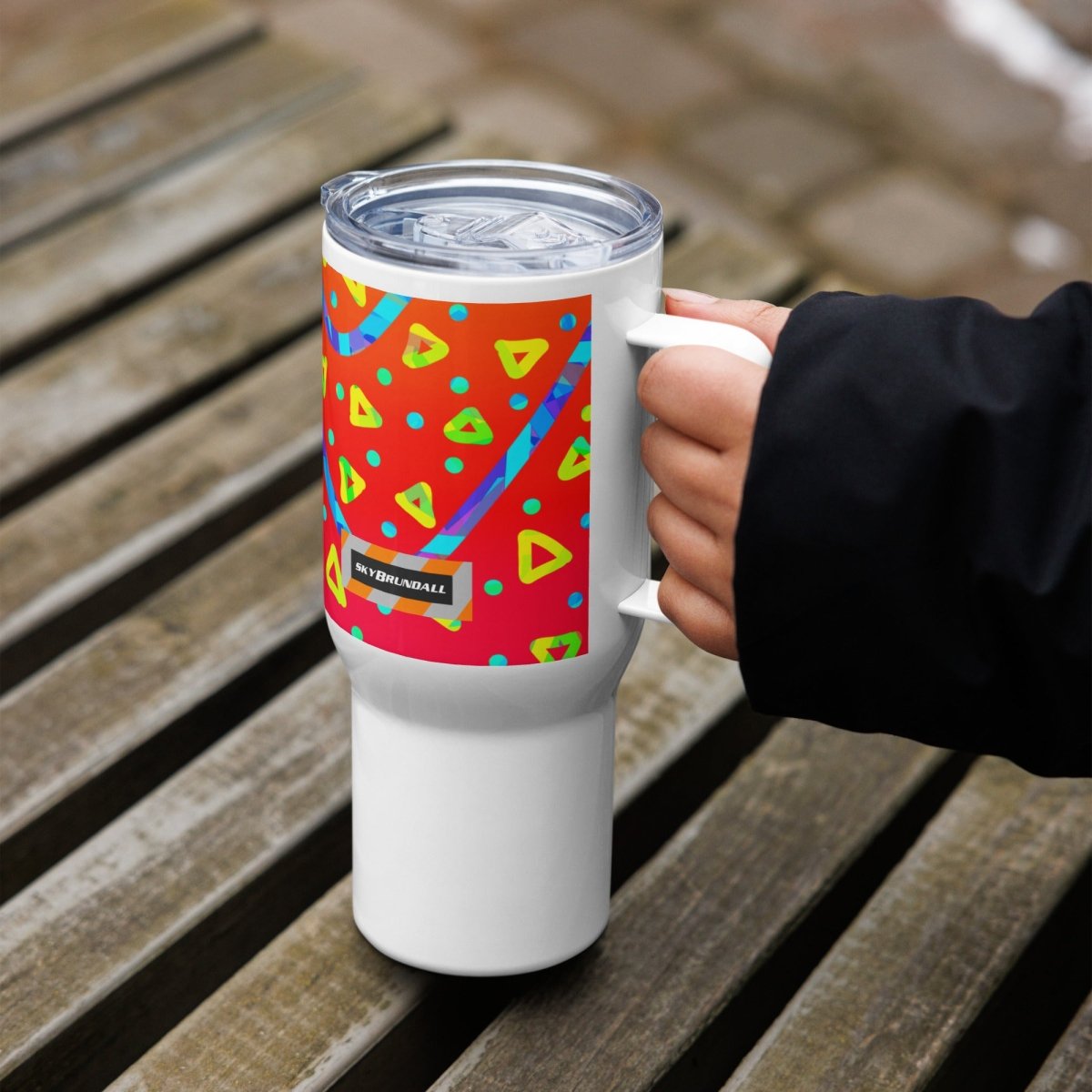 Warm Blaze Candy Rain Travel Mug from Sky Brundall Concepts