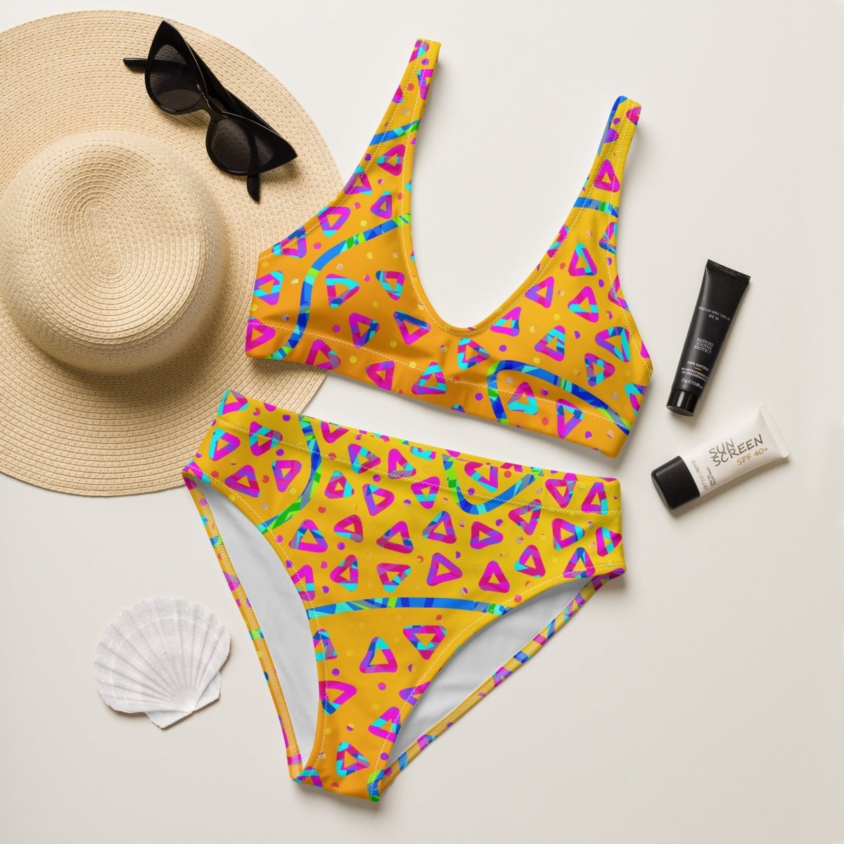 Dream Wave Festival - Electric Crumble 5 Recycled High - waisted Bikini from Sky Brundall Concepts