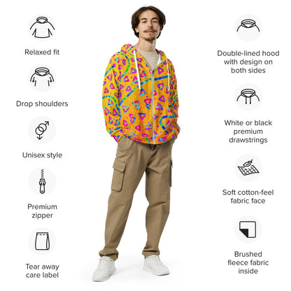 Electric Crumble Yellow Unisex Zip Hoodie from Sky Brundall Concepts