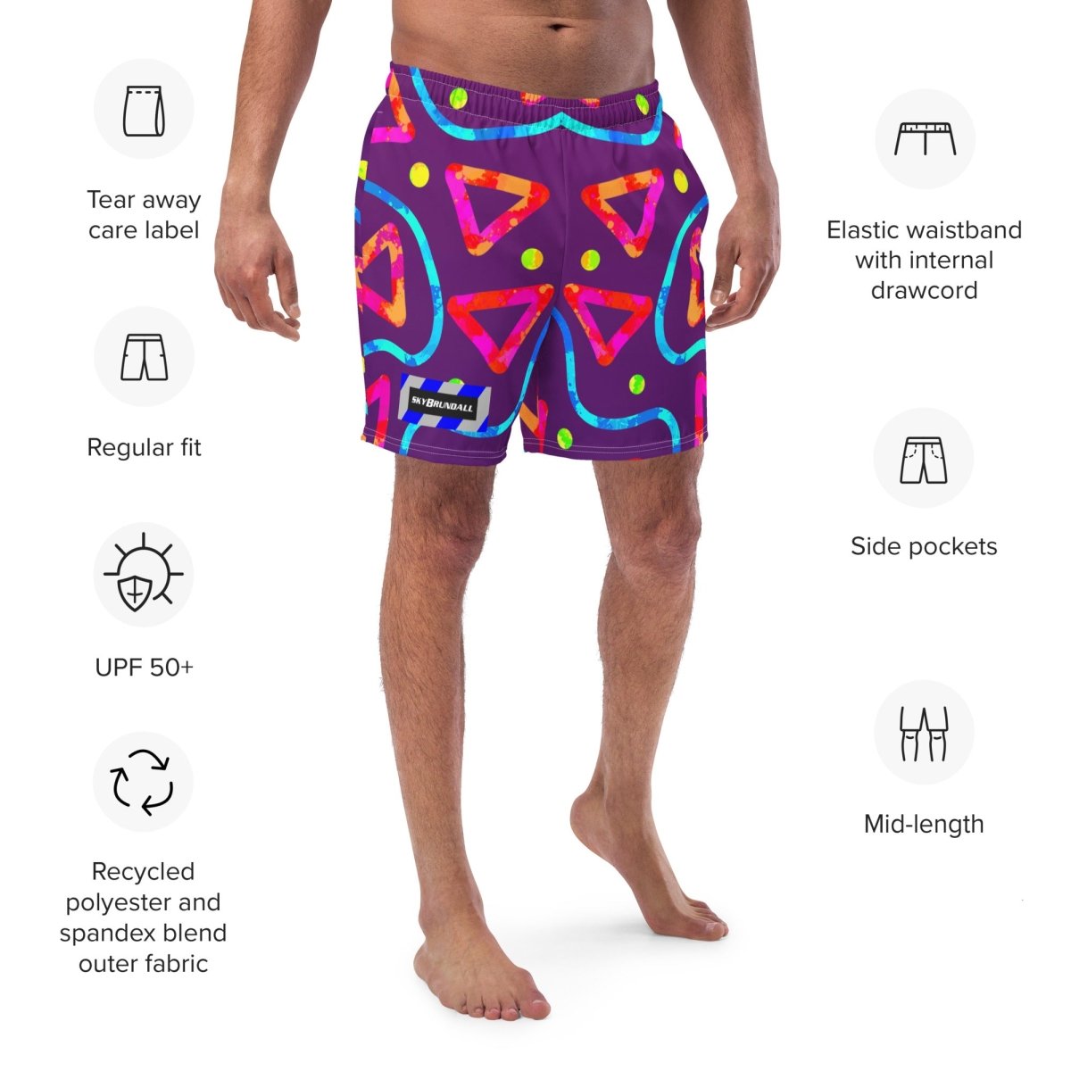 Dream Wave Festival - Arcade Crunch 2 All - Over Print Recycled Swim Trunks from Sky Brundall Concepts