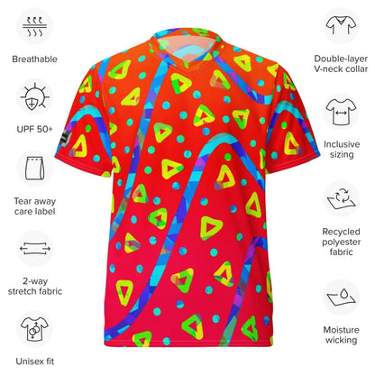 Warm Blaze Candy Rain Unisex Sports Jersey from Sky Brundall Concepts