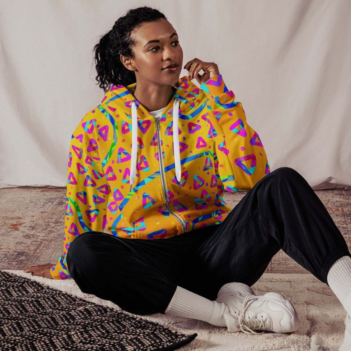 Electric Crumble Yellow Unisex Zip Hoodie from Sky Brundall Concepts