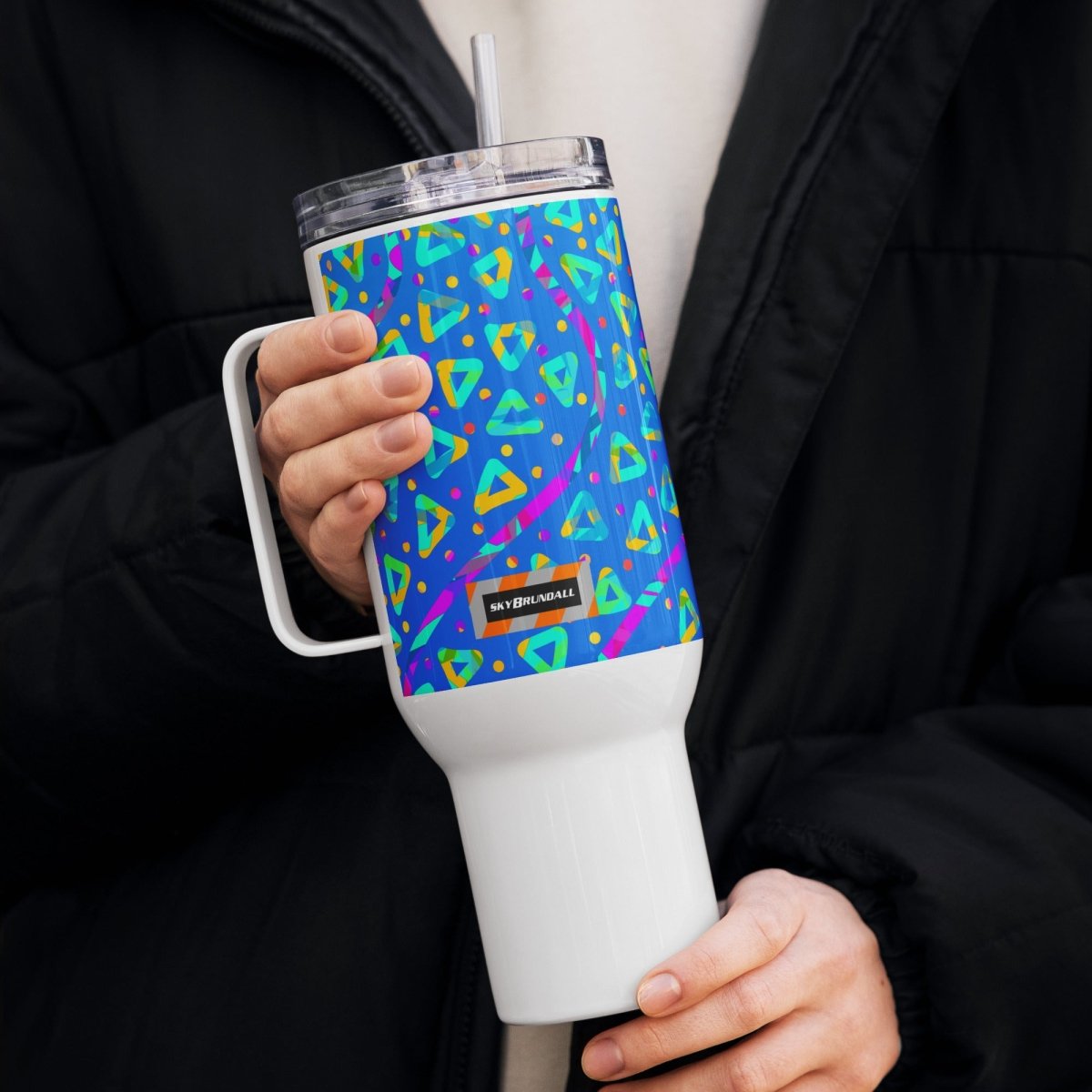 Electric Crumble Blue Travel Mug from Sky Brundall Concepts