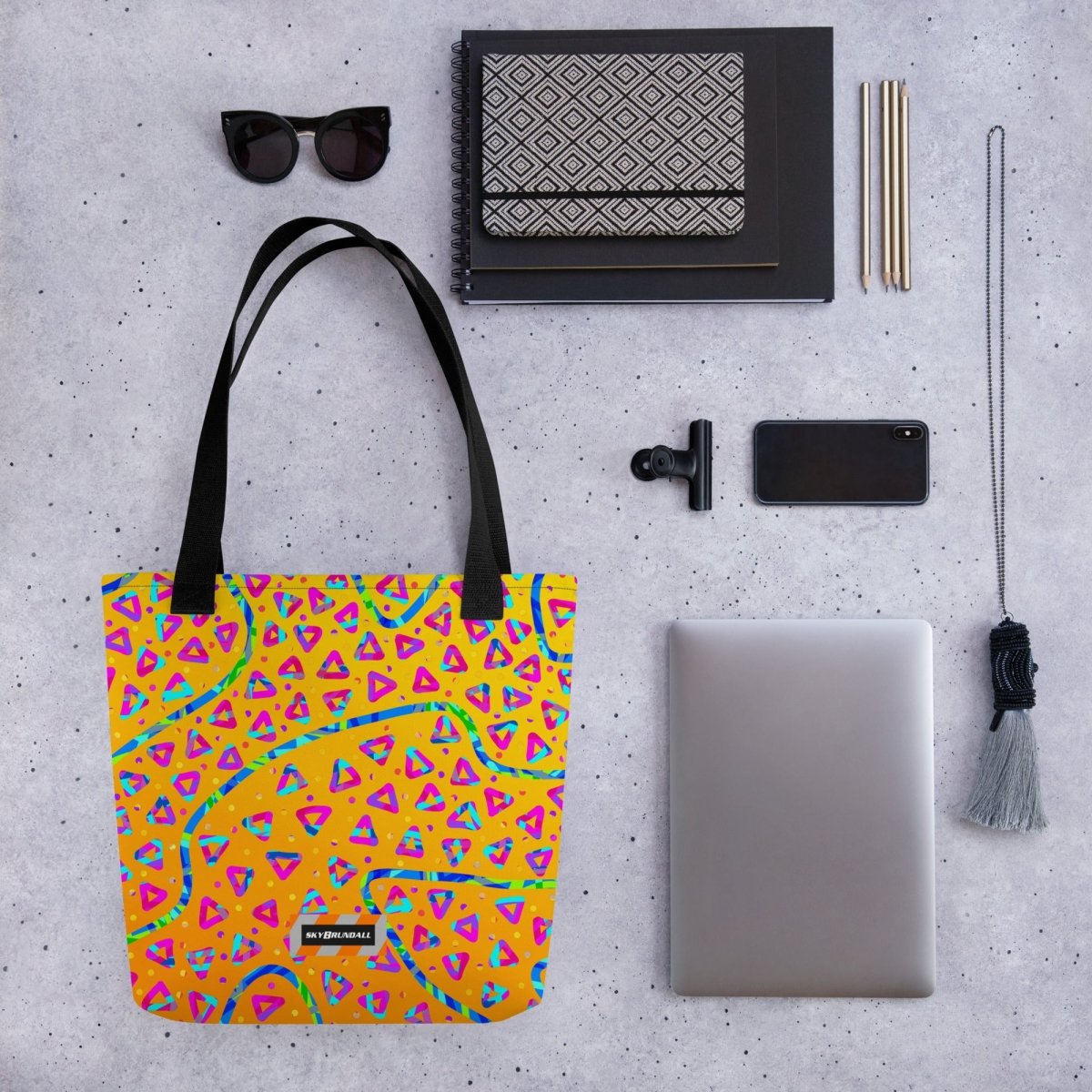 Electric Crumble Yellow Tote Bag from Sky Brundall Concepts