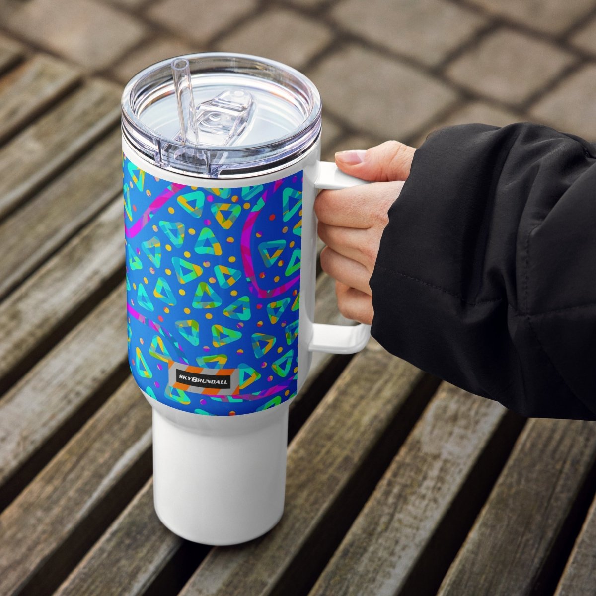 Electric Crumble Blue Travel Mug from Sky Brundall Concepts