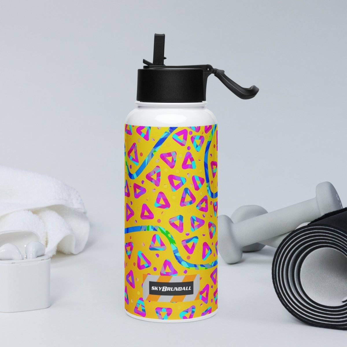 Electric Crumble Yellow Water Bottle from Sky Brundall Concepts
