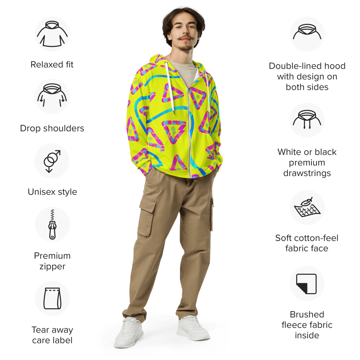 Urban Jump Yellow Unisex Zip Hoodie from Sky Brundall Concepts