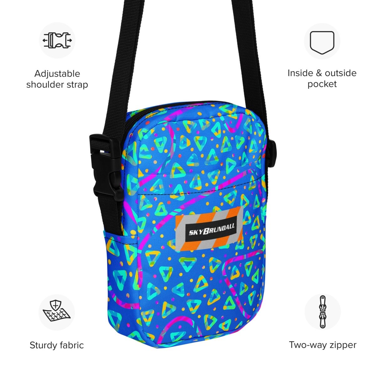 Electric Crumble Blue Utility Crossbody Bag from Sky Brundall Concepts