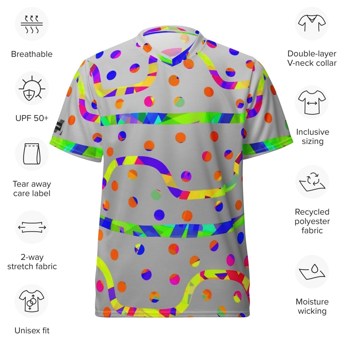Rainbow Fiesta Unisex Sports Jersey from Sky Brundall Concepts