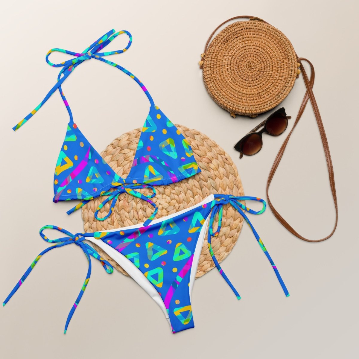 Electric Crumble Blue String Bikini CUT-SEW from Sky Brundall Concepts