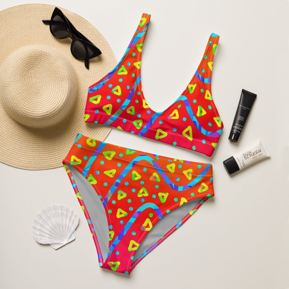 Warm Blaze Candy Rain High-waisted Bikini from Sky Brundall Concepts