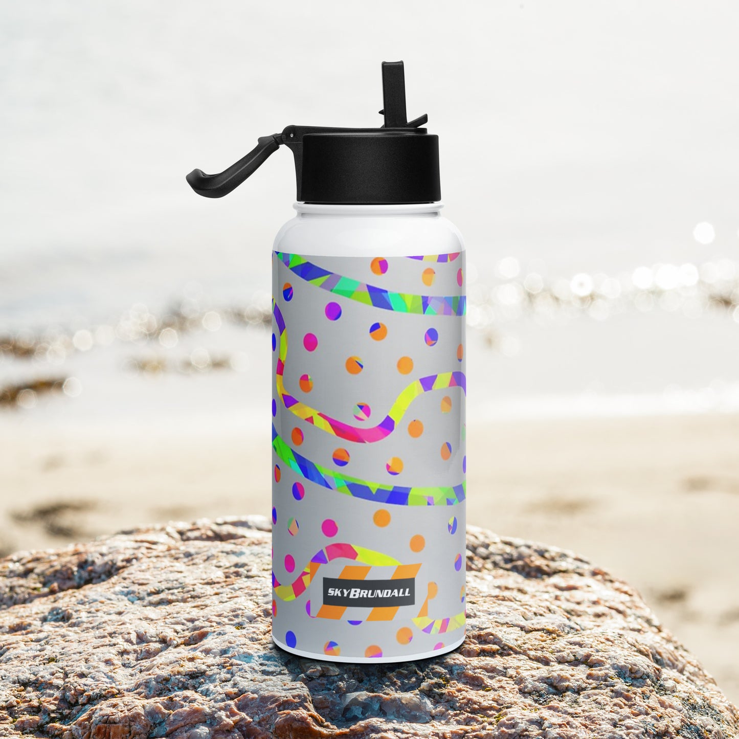 Dream Wave Festival - Rainbow Fiesta Stainless Steel Water Bottle w/ Straw Lid