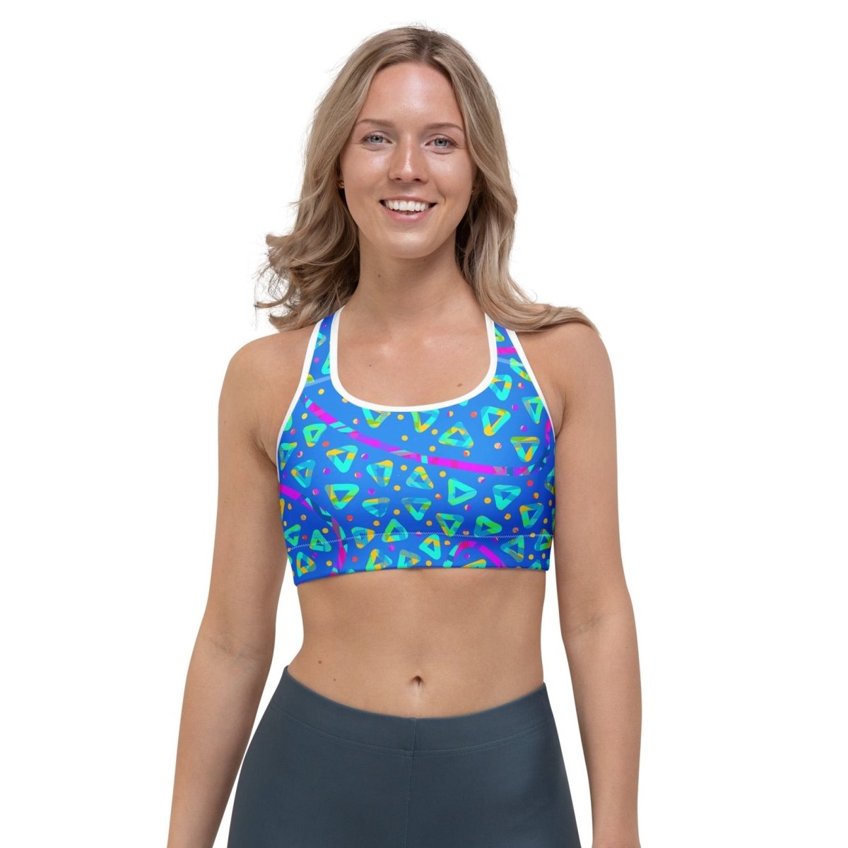 Electric Crumble Blue Sports Bra from Sky Brundall Concepts