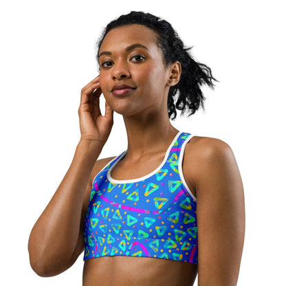 Electric Crumble Blue Sports Bra from Sky Brundall Concepts